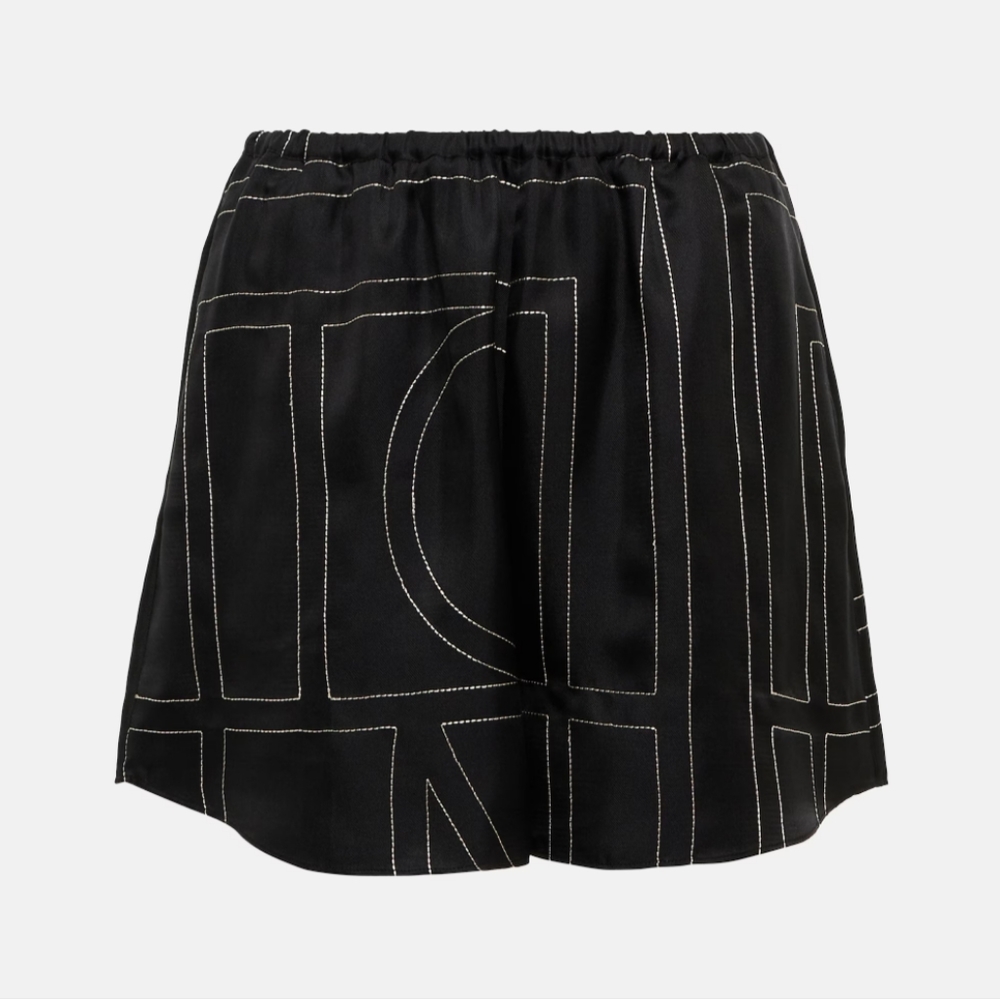 NWT Toteme Monogram Silk PJ Shorts (black)